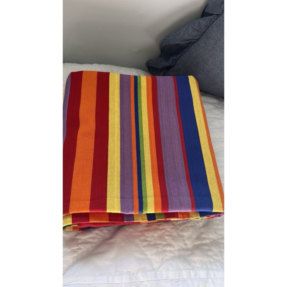 Dansk Antigua Tablecloth Bright Multicolor Stripe 56x78"Rectangle Rainbow Proud